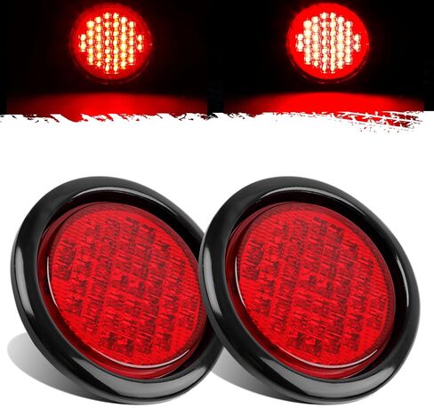 Partsam 2 قطعة 4 بوصة مستديرة فائقة السطوع 40 صمام ثنائي LED إيقاف الذيل بدوره الفرامل أضواء مختومة تجميع مطاطي أحمر للشاحنات والمقطورات وقارب RV مقاوم للماء in Saudi Arabia