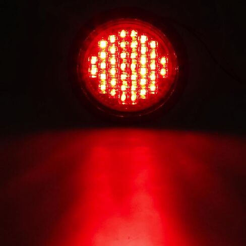Partsam 2 قطعة 4 بوصة مستديرة فائقة السطوع 40 صمام ثنائي LED إيقاف الذيل بدوره الفرامل أضواء مختومة تجميع مطاطي أحمر للشاحنات والمقطورات وقارب RV مقاوم للماء in Saudi Arabia