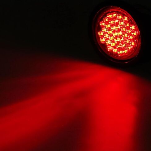 Partsam 2 قطعة 4 بوصة مستديرة فائقة السطوع 40 صمام ثنائي LED إيقاف الذيل بدوره الفرامل أضواء مختومة تجميع مطاطي أحمر للشاحنات والمقطورات وقارب RV مقاوم للماء in Saudi Arabia