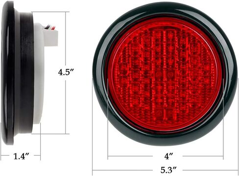 Partsam 2 قطعة 4 بوصة مستديرة فائقة السطوع 40 صمام ثنائي LED إيقاف الذيل بدوره الفرامل أضواء مختومة تجميع مطاطي أحمر للشاحنات والمقطورات وقارب RV مقاوم للماء in Saudi Arabia