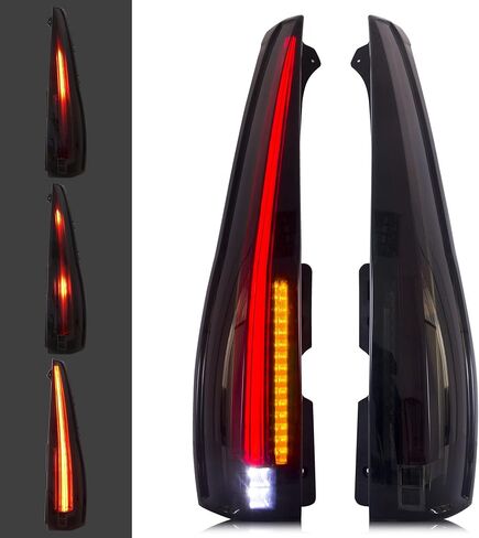 VLAND Led Tail Lights Compatible with Chevrolet Tahoe Suburban GMC Yukon 2007-2014, w/Dynamic Animation w/Yellow Turn Signal, 5 Pins with 5 Holes, Red Clear in Saudi Arabia