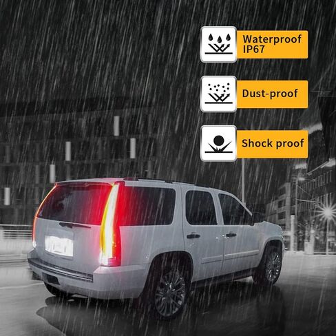 VLAND Led Tail Lights Compatible with Chevrolet Tahoe Suburban GMC Yukon 2007-2014, w/Dynamic Animation w/Yellow Turn Signal, 5 Pins with 5 Holes, Red Clear in Saudi Arabia