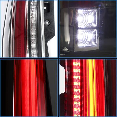 VLAND Led Tail Lights Compatible with Chevrolet Tahoe Suburban GMC Yukon 2007-2014, w/Dynamic Animation w/Yellow Turn Signal, 5 Pins with 5 Holes, Red Clear in Saudi Arabia