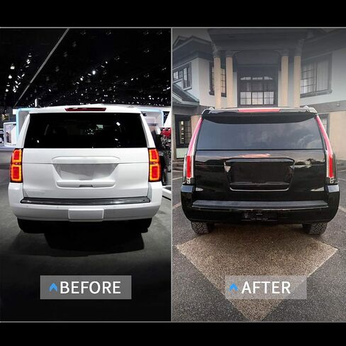 VLAND Led Tail Lights Compatible with Chevrolet Tahoe Suburban GMC Yukon 2007-2014, w/Dynamic Animation w/Yellow Turn Signal, 5 Pins with 5 Holes, Red Clear in Saudi Arabia