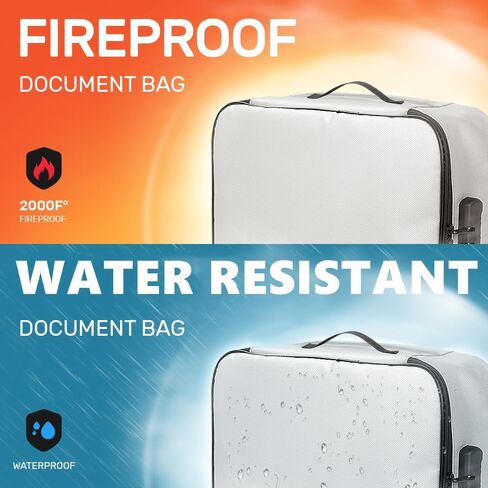 Fireproof Document Bag with Lock, Important Document Organizer,Home Office Travel Safe Bag,Multi-Layer Portable Filing Storage for Waterproof File Passport,Certificates,Legal Documents,Black in Saudi Arabia