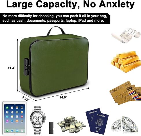 Fireproof Document Bag with Lock, Important Document Organizer,Home Office Travel Safe Bag,Multi-Layer Portable Filing Storage for Waterproof File Passport,Certificates,Legal Documents,Black in Saudi Arabia