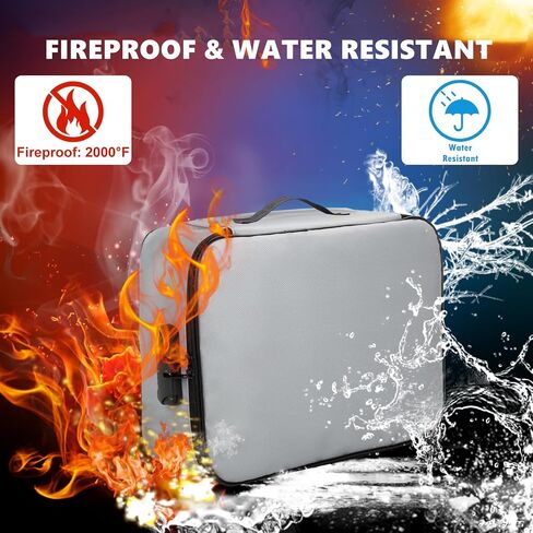 Fireproof Document Bag with Lock, Important Document Organizer,Home Office Travel Safe Bag,Multi-Layer Portable Filing Storage for Waterproof File Passport,Certificates,Legal Documents,Black in Saudi Arabia