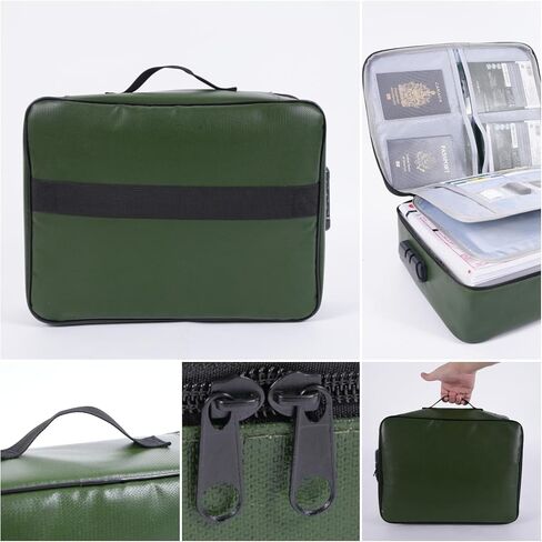 Fireproof Document Bag with Lock, Important Document Organizer,Home Office Travel Safe Bag,Multi-Layer Portable Filing Storage for Waterproof File Passport,Certificates,Legal Documents,Black in Saudi Arabia