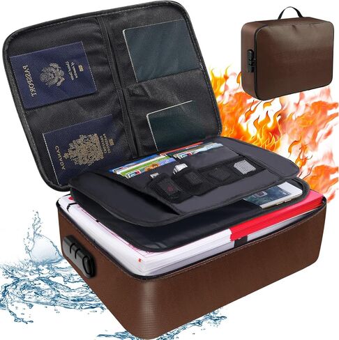 Fireproof Document Bag with Lock, Important Document Organizer,Home Office Travel Safe Bag,Multi-Layer Portable Filing Storage for Waterproof File Passport,Certificates,Legal Documents,Black in Kuwait