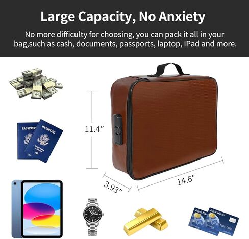 Fireproof Document Bag with Lock, Important Document Organizer,Home Office Travel Safe Bag,Multi-Layer Portable Filing Storage for Waterproof File Passport,Certificates,Legal Documents,Black in Kuwait