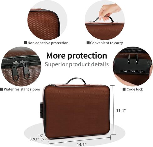 Fireproof Document Bag with Lock, Important Document Organizer,Home Office Travel Safe Bag,Multi-Layer Portable Filing Storage for Waterproof File Passport,Certificates,Legal Documents,Black in Kuwait