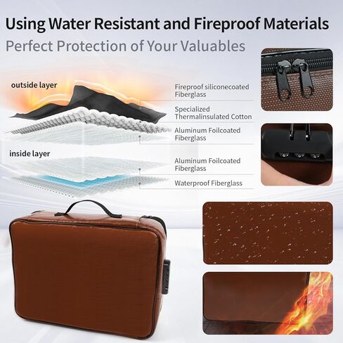 Fireproof Document Bag with Lock, Important Document Organizer,Home Office Travel Safe Bag,Multi-Layer Portable Filing Storage for Waterproof File Passport,Certificates,Legal Documents,Black in Kuwait