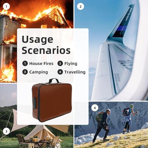 Fireproof Document Bag with Lock, Important Document Organizer,Home Office Travel Safe Bag,Multi-Layer Portable Filing Storage for Waterproof File Passport,Certificates,Legal Documents,Black in Kuwait