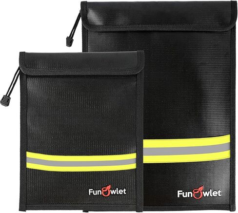 حقيبة مستندات نقود مقاومة للماء ومقاومة للحريق - عبوتان من أكياس السوستة الآمنة، حقيبة تنظيم تخزين مقاومة للحريق والماء لحامل مستندات A4 A5، والملفات، والنقود، والمجوهرات، وجواز السفر، والكمبيوتر اللوحي، والكمبيوتر المحمول (رمادي) in Kuwait