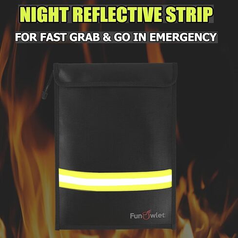 حقيبة مستندات نقود مقاومة للماء ومقاومة للحريق - عبوتان من أكياس السوستة الآمنة، حقيبة تنظيم تخزين مقاومة للحريق والماء لحامل مستندات A4 A5، والملفات، والنقود، والمجوهرات، وجواز السفر، والكمبيوتر اللوحي، والكمبيوتر المحمول (رمادي) in Kuwait