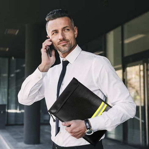 حقيبة مستندات نقود مقاومة للماء ومقاومة للحريق - عبوتان من أكياس السوستة الآمنة، حقيبة تنظيم تخزين مقاومة للحريق والماء لحامل مستندات A4 A5، والملفات، والنقود، والمجوهرات، وجواز السفر، والكمبيوتر اللوحي، والكمبيوتر المحمول (رمادي) in Kuwait