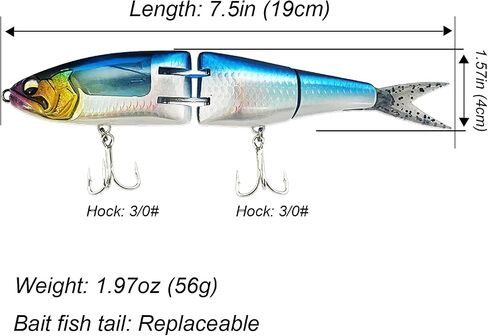 Big Swimbait, Fishing Lures for Bass, Glide Bait, 7.5 inch Big Giant Sinking Lures in Saudi Arabia
