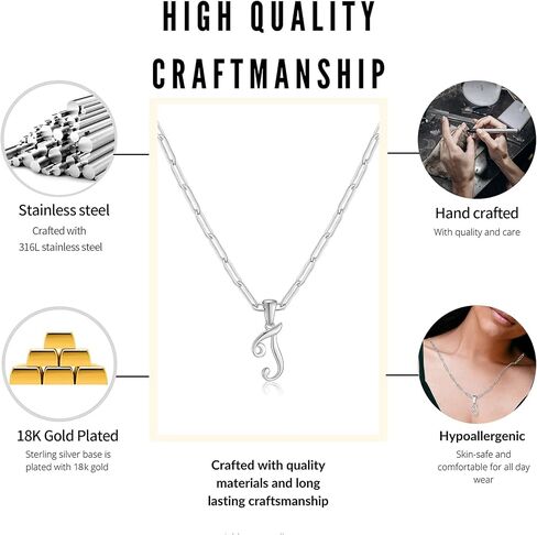 RWQIAN Women Personalized Large Letter Necklaces 18K Gold Plated Stainless Steel Initial Necklace Paperclip Chain Letter Pendant necklaces for Women Girls Jewelry Gifts in Saudi Arabia