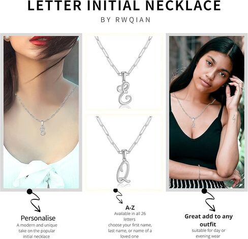 RWQIAN Women Personalized Large Letter Necklaces 18K Gold Plated Stainless Steel Initial Necklace Paperclip Chain Letter Pendant necklaces for Women Girls Jewelry Gifts in Saudi Arabia