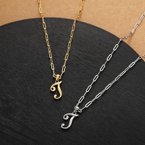 RWQIAN Women Personalized Large Letter Necklaces 18K Gold Plated Stainless Steel Initial Necklace Paperclip Chain Letter Pendant necklaces for Women Girls Jewelry Gifts in Saudi Arabia