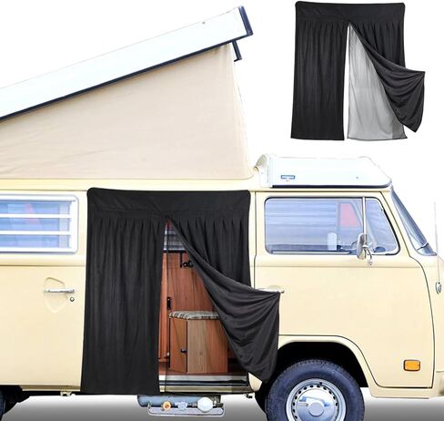 شاشة حشرات Vans المغناطيسية لحافلة VW، شاشة حشرة بتصميم طبقة مزدوجة متوافقة مع 1950-1992 VW Bus T1 T2 T3، شبكة ناموسية لشبكة حشرات الباب الجانبي مع سحاب in Kuwait