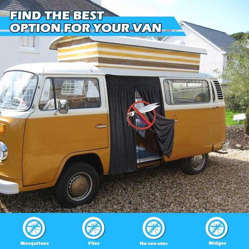شاشة حشرات Vans المغناطيسية لحافلة VW، شاشة حشرة بتصميم طبقة مزدوجة متوافقة مع 1950-1992 VW Bus T1 T2 T3، شبكة ناموسية لشبكة حشرات الباب الجانبي مع سحاب in Kuwait