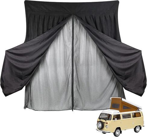 شاشة حشرات Vans المغناطيسية لحافلة VW، شاشة حشرة بتصميم طبقة مزدوجة متوافقة مع 1950-1992 VW Bus T1 T2 T3، شبكة ناموسية لشبكة حشرات الباب الجانبي مع سحاب in Kuwait