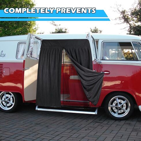 شاشة حشرات Vans المغناطيسية لحافلة VW، شاشة حشرة بتصميم طبقة مزدوجة متوافقة مع 1950-1992 VW Bus T1 T2 T3، شبكة ناموسية لشبكة حشرات الباب الجانبي مع سحاب in Kuwait