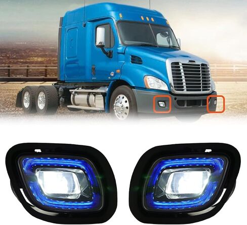 مصابيح الضباب لـ Freightliner Cascadia، زوج تجميع مصابيح الضباب الأمامية لشاحنات 2008-2017 Freightliner Cascadia شبه، جانب السائق والراكب in Kuwait