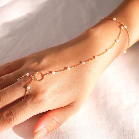 Long tiantian Ring Bracelet Hand Chain Bracelet Finger Ring for Women Girls Rhinestone Hand Chain Ring Bracelets for Women Trendy Stuff in Saudi Arabia