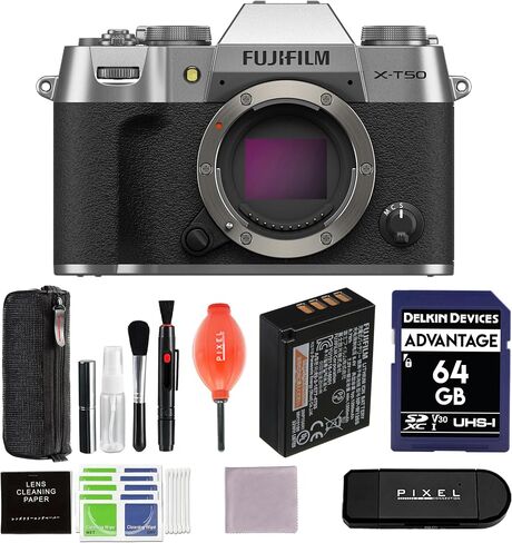 حزمة كاميرا Fujifilm X-T50 بدون مرآة (أسود) مع بطارية إضافية وشاحن وملحقات متقدمة | فوجي xt50 in Kuwait
