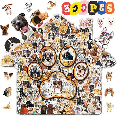 300 قطعة من ملصقات الكلاب، ملصقات لطيفة للكلاب والمراهقين والأطفال والمراهقين والبالغين، ملصقات مقاومة للماء من الفينيل لسلالات الكلاب هدية لمحبي الكلاب، ديكور لحفلات أعياد الميلاد in Kuwait