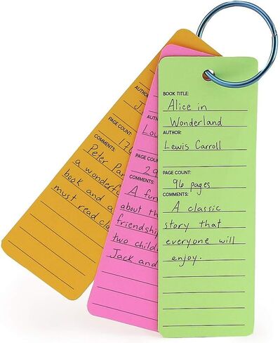Hygloss Products Bookmarks - Book Buddies - Reading Log - 10-12 Assorted Vibrant Colors - Cardstock with 1 Colored Bookring - 2 x 6 Inches - Value Pack - 25 Qty in Saudi Arabia
