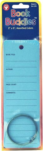 Hygloss Products Bookmarks - Book Buddies - Reading Log - 10-12 Assorted Vibrant Colors - Cardstock with 1 Colored Bookring - 2 x 6 Inches - Value Pack - 25 Qty in Saudi Arabia