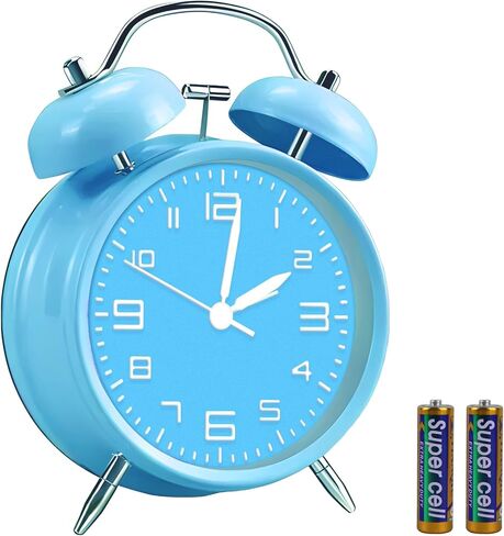 pxy Retro Alarm Clock for Heavy Sleepers 3D Dial Battery Operated (Battery Include), 4" Super Silent Analog Alarm Clock for Kids with Night Light PT260 Silver OrangePT258-6 Red Copper in Saudi Arabia