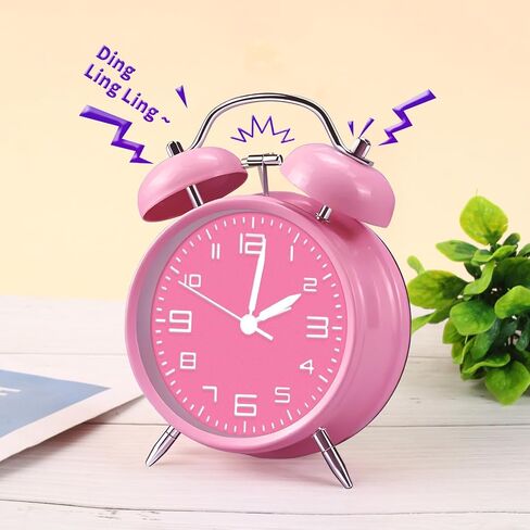pxy Retro Alarm Clock for Heavy Sleepers 3D Dial Battery Operated (Battery Include), 4" Super Silent Analog Alarm Clock for Kids with Night Light PT260 Silver OrangePT258-6 Red Copper in Saudi Arabia