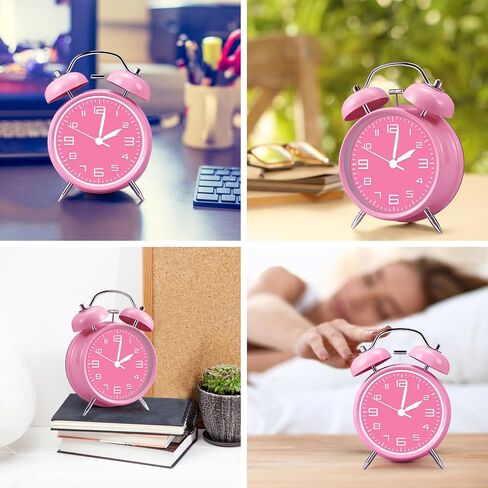 pxy Retro Alarm Clock for Heavy Sleepers 3D Dial Battery Operated (Battery Include), 4" Super Silent Analog Alarm Clock for Kids with Night Light PT260 Silver OrangePT258-6 Red Copper in Saudi Arabia