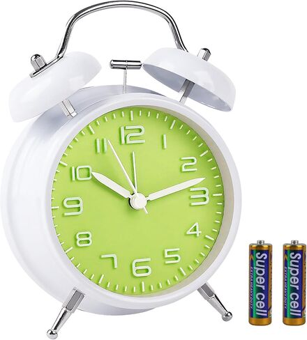 pxy Retro Alarm Clock for Heavy Sleepers 3D Dial Battery Operated (Battery Include), 4" Super Silent Analog Alarm Clock for Kids with Night Light PT260 Silver OrangePT258-6 Red Copper in Saudi Arabia