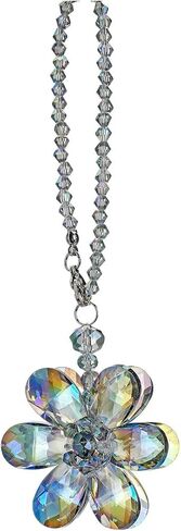 Crystal Flower Car Pendant, Car Rear View Mirror Charm Decor Hanging Ornament, Car Interior Accessories for Women (Pink Flower) in Saudi Arabia