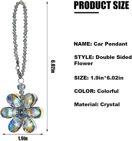 Crystal Flower Car Pendant, Car Rear View Mirror Charm Decor Hanging Ornament, Car Interior Accessories for Women (Pink Flower) in Saudi Arabia