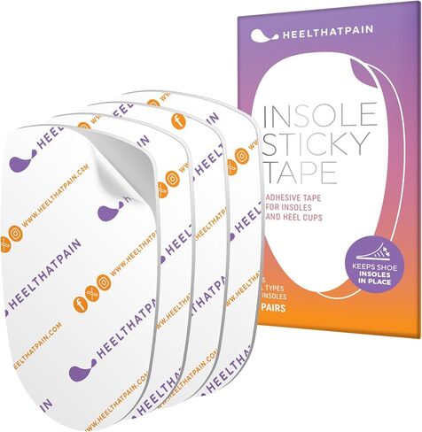 Heel That Pain Insole Sticky Tape (2 Pairs) Double Sided Tape for Heel Cups Shoe Insoles – Keeps Inserts in Place – One Size Fits Almost All in Saudi Arabia