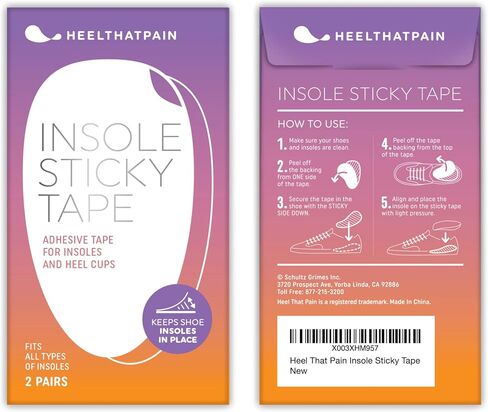 Heel That Pain Insole Sticky Tape (2 Pairs) Double Sided Tape for Heel Cups Shoe Insoles – Keeps Inserts in Place – One Size Fits Almost All in Saudi Arabia