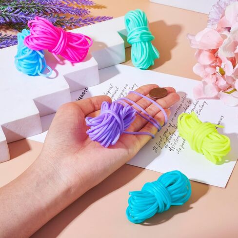 Pandahall 10 Rolls Tubuing Rubber Cord 2mm Rubber Knitting Barber Cords No Hole Tube Silicone Cords for Knitting Projects Craft Work (10 Colors) in Saudi Arabia