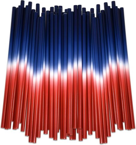 50 Count Plastic Patriotic Straws Disposable Fourth of July Red Blue and White Drinking Straw for Cups Holiday USA Independence Day Memorial Day July 4 & Picnic Dinnerware Party Supplies in Saudi Arabia