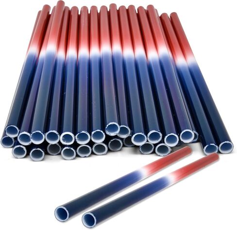 50 Count Plastic Patriotic Straws Disposable Fourth of July Red Blue and White Drinking Straw for Cups Holiday USA Independence Day Memorial Day July 4 & Picnic Dinnerware Party Supplies in Saudi Arabia