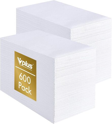 Vplus 600 Pack Paper Napkins Guest Towels Disposable Premium Quality 3-ply Dinner Napkins Disposable Soft, Absorbent, Party Napkins Wedding Napkins for Kitchen, Parties, Dinners or Events(Gold) in Kuwait