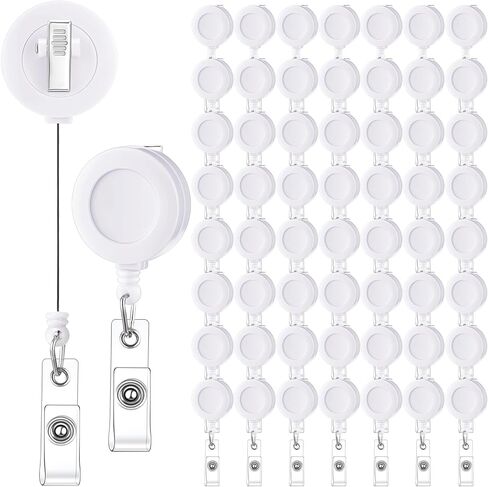 Qilery 60 Pcs Retractable Badge Holders, Badge Reel Clips with Swivel Alligator, ID Name Card Holders for Office Workers Students Teachers(Black Color) in Saudi Arabia