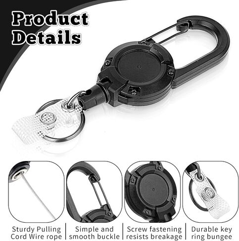 2 Pack Retractable Keychain, Heavy Duty Carabiner Badge Holder, Id Card Holder, Retractable Badge Holder Tactical ID Badge Reel with 22.8" Steel Retractable Cord for Men and Women in Saudi Arabia