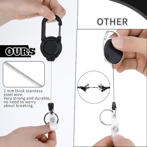 2 Pack Retractable Keychain, Heavy Duty Carabiner Badge Holder, Id Card Holder, Retractable Badge Holder Tactical ID Badge Reel with 22.8" Steel Retractable Cord for Men and Women in Saudi Arabia