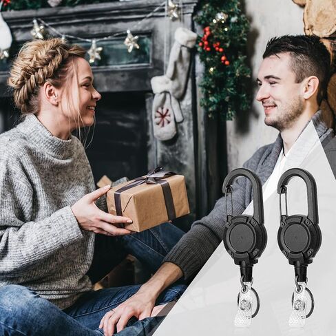 2 Pack Retractable Keychain, Heavy Duty Carabiner Badge Holder, Id Card Holder, Retractable Badge Holder Tactical ID Badge Reel with 22.8" Steel Retractable Cord for Men and Women in Saudi Arabia